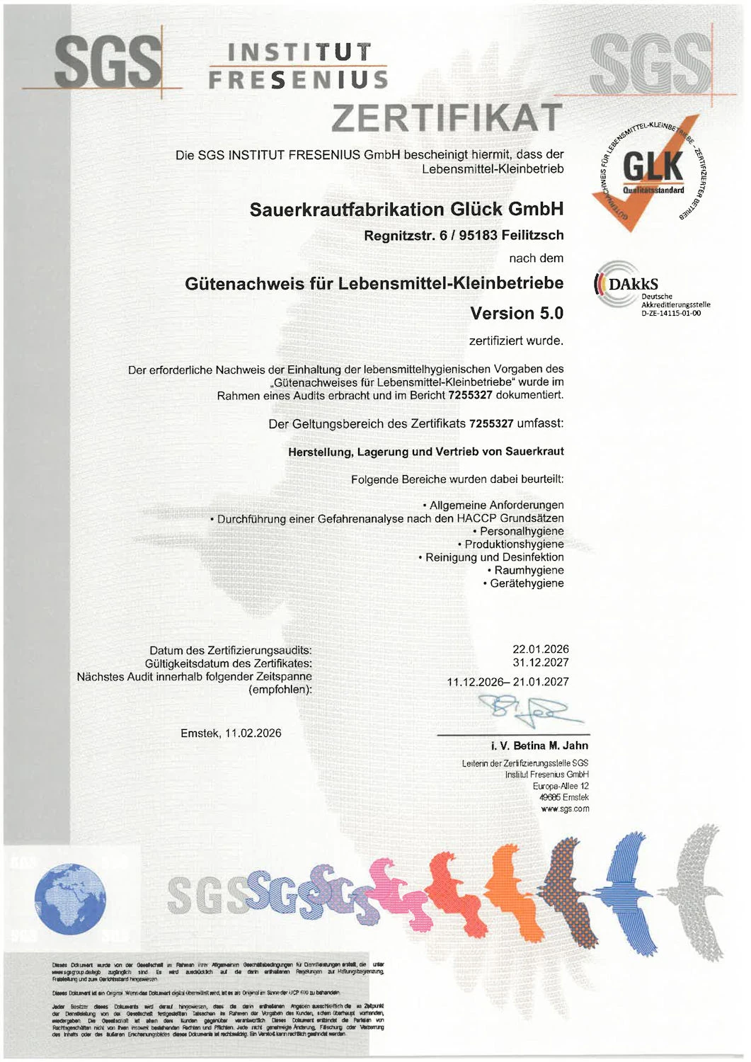 Zertifikat GLK - Glück GmbH